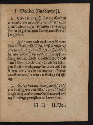 I. Von der Gnadenwahl.