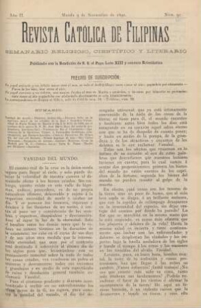 Ano II. Manila 9 de Noviembre de 1890, Núm. 92