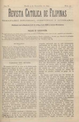 Ano II. Manila 9 de Noviembre de 1890, Núm. 92