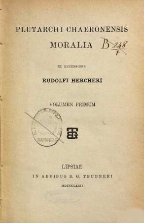 Plutarchi Chaeronensis Moralia, 1