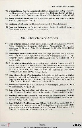 Alte Silberschmiedearbeiten (Nr. 472-483)