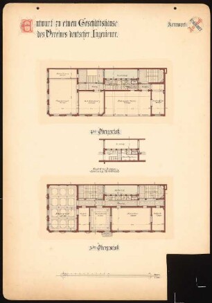 Geschäftshaus des Vereins Deutscher Ingenieure, Berlin: Grundriss 3.OG, 4.OG 1:100
