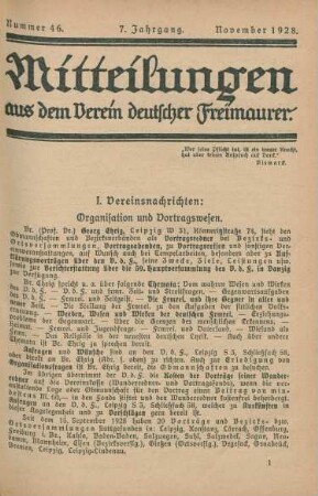 Nummer 46. 7. Jahrgang. November 1928.