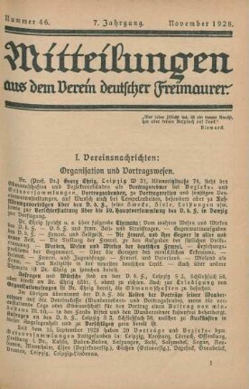 Nummer 46. 7. Jahrgang. November 1928.