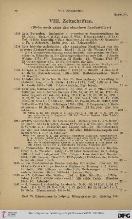 VIII. Zeitschriften (Nr. 1038 - 1096)