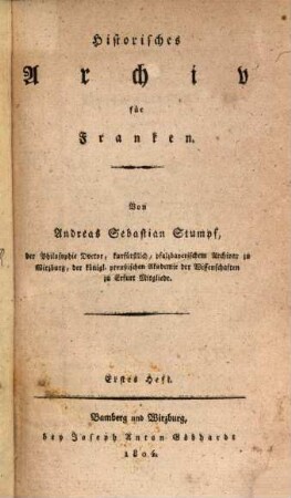 Historisches Archiv für Franken, 1
