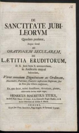 De Sanctitate Jubileorvm