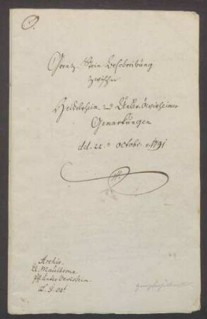 Grenzbeschreibung zwischen den Gemarkungen Unteröwisheim und Heidelsheim.