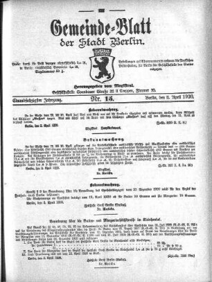 1920,15: Nr. 15, 11. April 1920