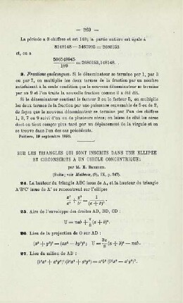 SUR LES TRIANGLE QUI SONT INSCRITS DANS UNE ELLIPSE ET CIRCONSCRITS A UN CERCLE CONCENTRIQUE.