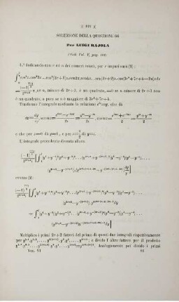 Soluzione della quistione 66 (Vedi Vol. V, pag. 124).