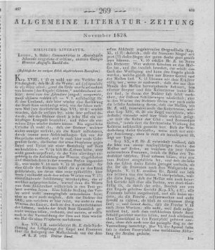 Ewald, H.: Commentarius In Apocalypsin Johannis Exegeticus Et Criticus. Leipzig: Hahn 1828 (Beschluss der im vorigen Stück abgebrochenen Recension)