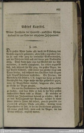 Achtes Kapitel. Weitere Fortschritte der theoretisch- praktischen Uhrmacherkunst bis ans Ende des achtzehnten Jahrhunderts