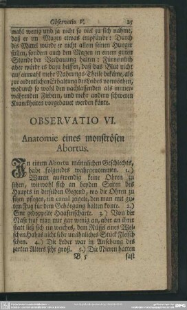 Observatio VI. Anatomie eines monströsen Abortus