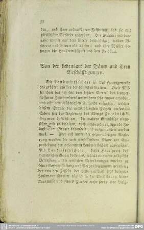 Von der Lebensart der Dänen und ihren Beschäftigungen
