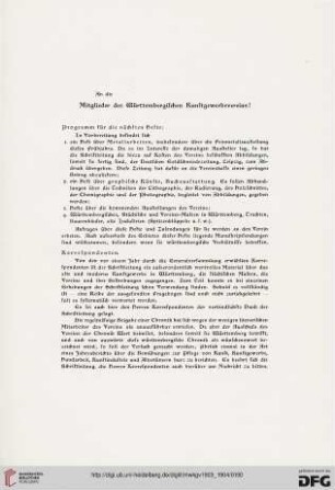 An die Mitglieder des Württembergischen Kunstgewerbevereins!