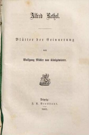 Alfred Rethel : Blätter der Erinnerung