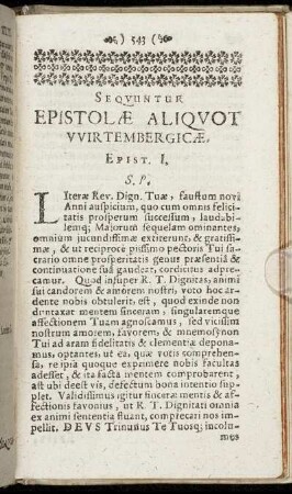 Epistolae aliquot Wirtembergicae