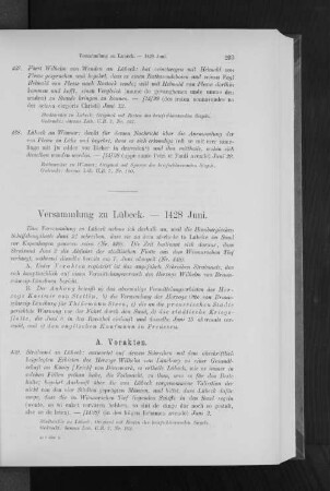 Versammlung zu Lübeck. - 1428 Juni.