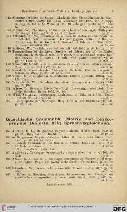 Griechische Grammatik, Metrik und Lexikographie [...] (Nr.157-356)