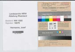 Entnazifizierung Josef Hermanns, geb. 02.09.1889 (Lehrer)