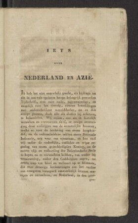 Iets over Nederland en Azie.