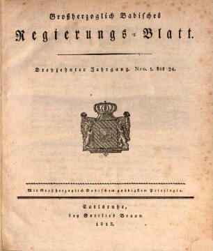Großherzoglich Badisches Regierungsblatt. 1815