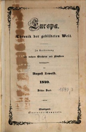 A. Lewald's Europa : Chronik der gebildeten Welt. 1840,3