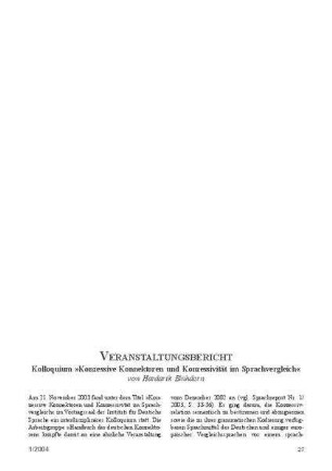 Kolloquium "Konzessive Konnektoren und Konzessivität im Sprachvergleich"