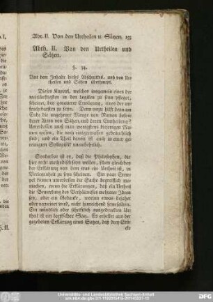 Abth. II. Von den Urtheilen und Sätzen.