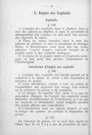 X. Emploi des Explosifs §§ 108-126.