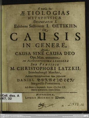 1: Thetikēn de causis in genere ...