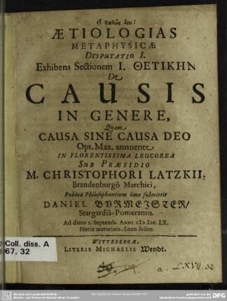 1: Thetikēn de causis in genere ...