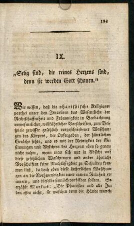 123-140, IX. "Selig sind, die reines Herzens sind, denn sie werden Gott schauen."