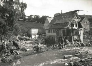 Unwetterkatastrophe im Osterzgebirge am 8./9. Juli 1927. Berggießhübel. Zerstörungen nach der Hochflut