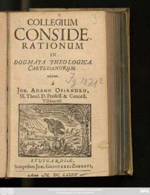 Collegium Considerationum In Dogmata Theologica. Cartesianorum