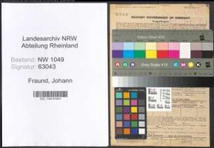 Entnazifizierung Johann Fraund , geb. 15.09.1898 (Schreiner)