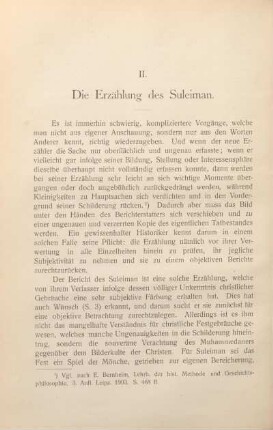 II. Die Erzählung des Suleiman.
