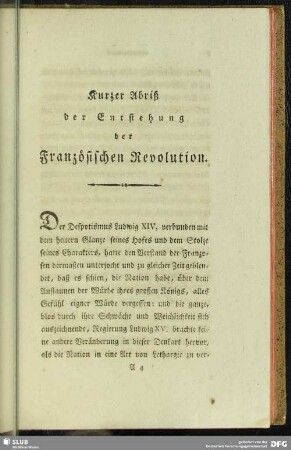 Kurzer Abriß der Entstehung der Französischen Revolution