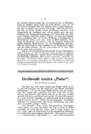 Großstadt contra "Natur"