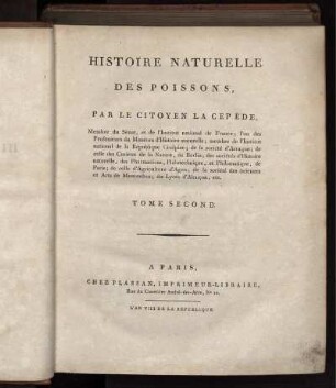 Tome 2, Text: Histoire naturelle des poissons. Tome 2