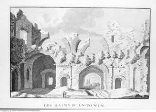 Les restes de l'ancienne Rome, recherchez avec soin , mesurez, dessinez sur les lieux, et gravez par feu Bonaventure d'Overbeke, ..., 2. Buch, Tafel b. 39.: Les Bains d'Antonin.