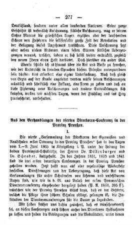 Aus den Verhandlungen der vierten Directoren-Conferenz in der Provinz Preußen