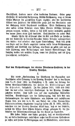 Aus den Verhandlungen der vierten Directoren-Conferenz in der Provinz Preußen
