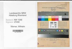 Entnazifizierung Wilhelm Werner , geb. 26.11.1886 (Zugfuehrer)