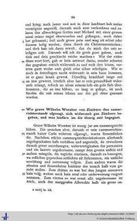 Wie grave Wilhelm Wernher von Zimbern den camerrichterstandt ufgesagt...