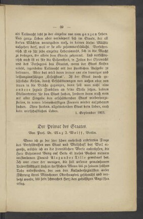 Der Primat des Staates