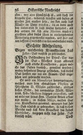 Sechste Abtheilung. Gegen welcherley Kranckheiten das Zeller-Bad nutzlich zu gebrauchen.