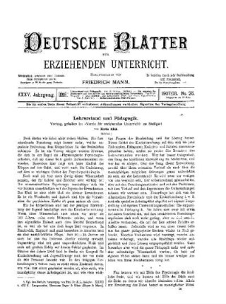 Lehrerstand und Pädagogik : (Schluß)