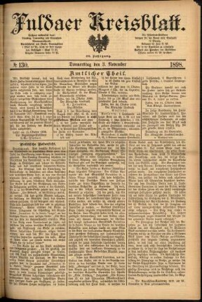Erste Ausgabe vom Donnerstag, den 03. November 1898.